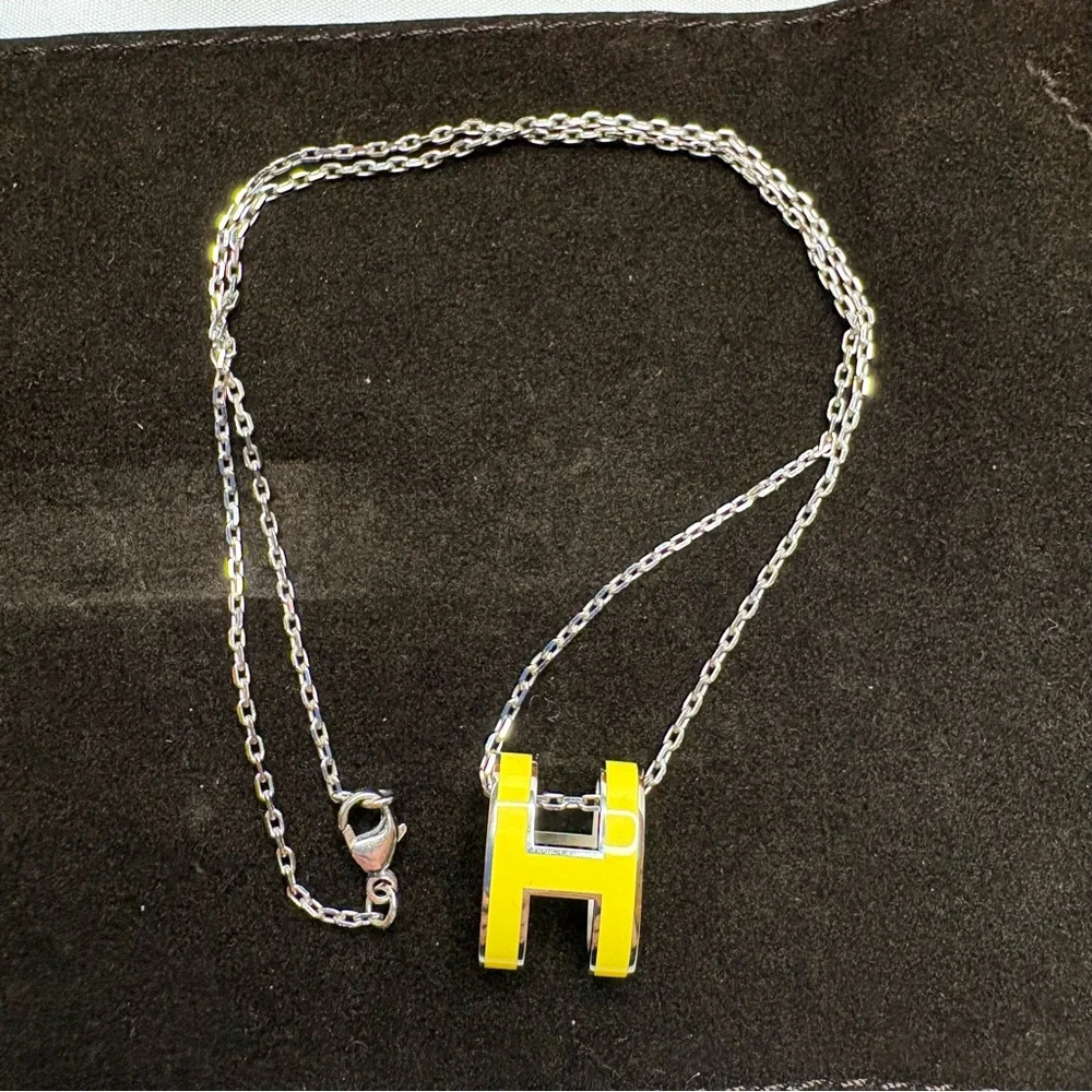 Hermès Pop H Necklace Yellow Palladium (Regular size Not Mini) NIB Silver tone - Picture 8 of 12